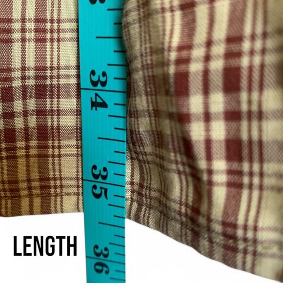 NWT Urban Threads Tiered V-Neck Brown Plaid Mini Dress-Size 10 - Picture 6 of 9